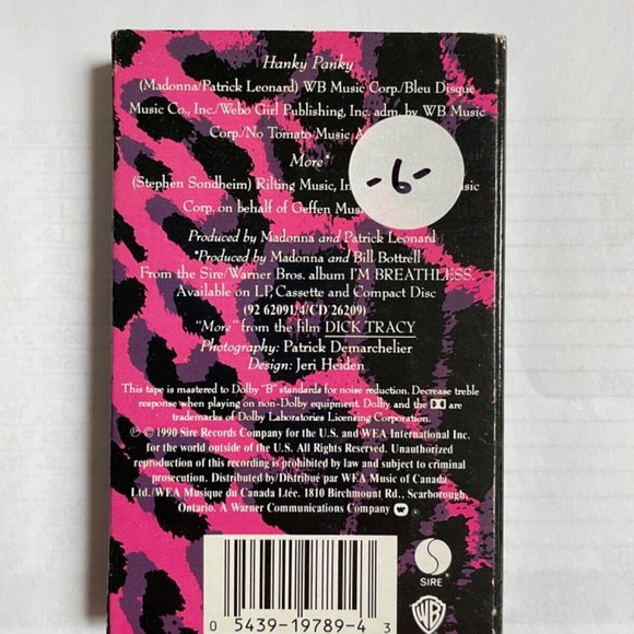 3/$20 Vintage Madonna Single “Hanky Panky” Cassette Tape 90s very good Condition - Picture 3 of 4